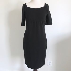 Talbots Black Short Sleeve Boat Neck Sheath Dress